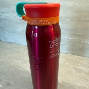 Starbucks Metallic Red Bottle with Orange Cap Brand New
